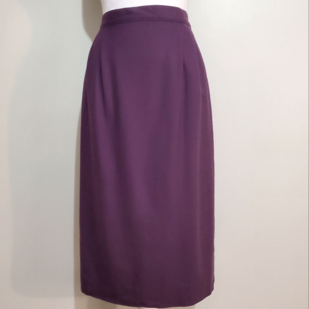 Pendleton vtg 70s 100% virgin wool purple straight pencil knee length skirt 14